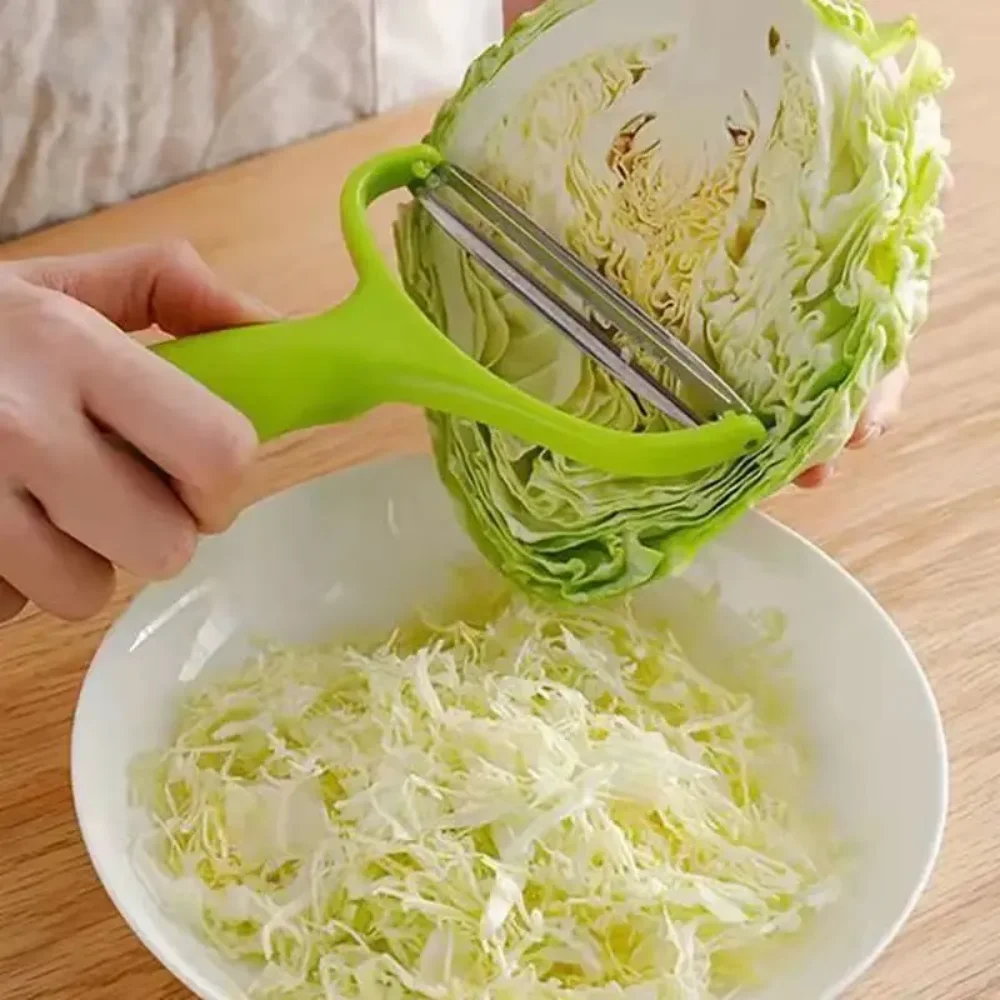 Green cabbage slicer, stainless steel fruit, potato and vegetable slicer, essential kitchen tools, suitable for family dining ro