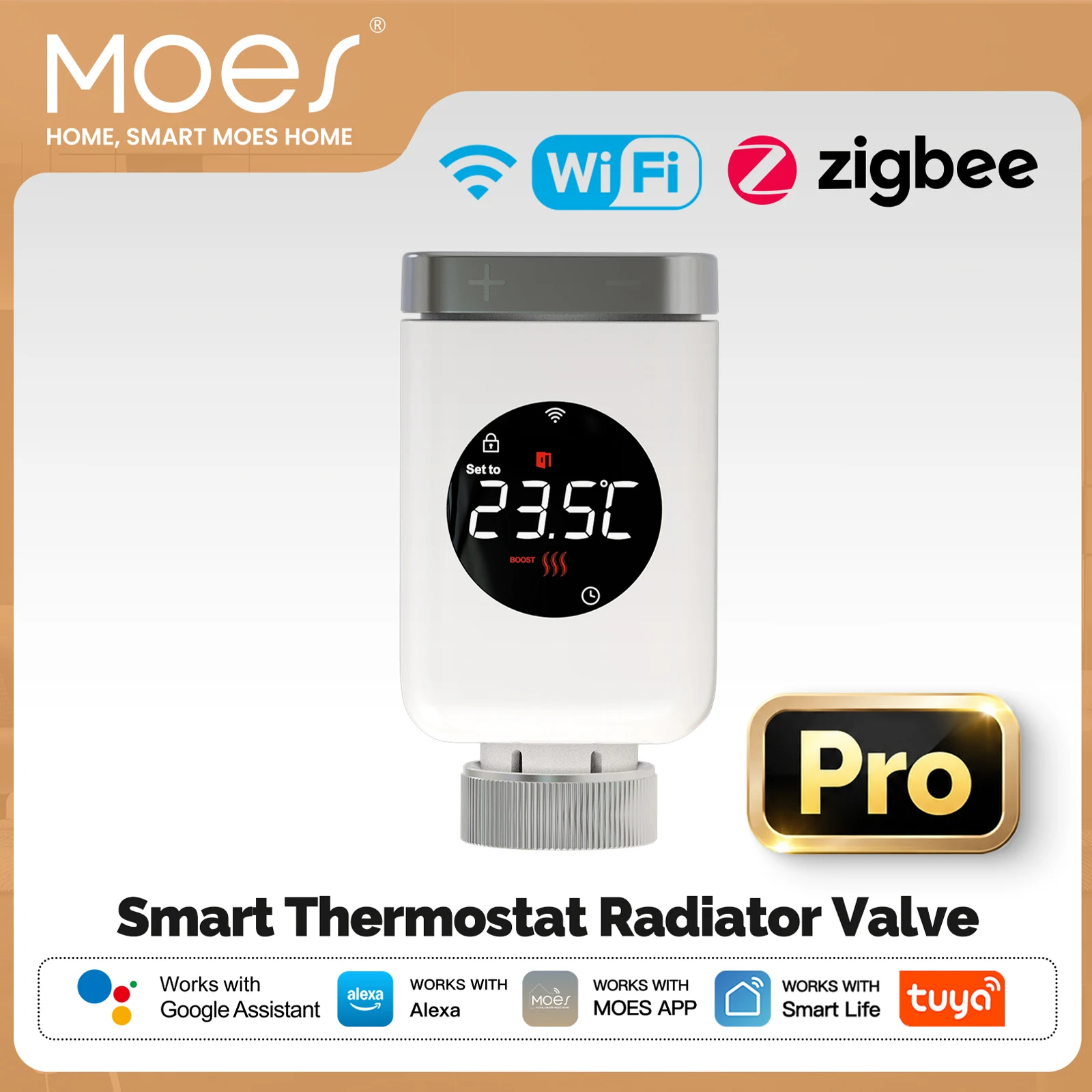 MOES Smart Thermostatic Radiator Valve WiFi ZigBee, Programmable Heating Controller, APP Remote Temperature Control Alexa Google