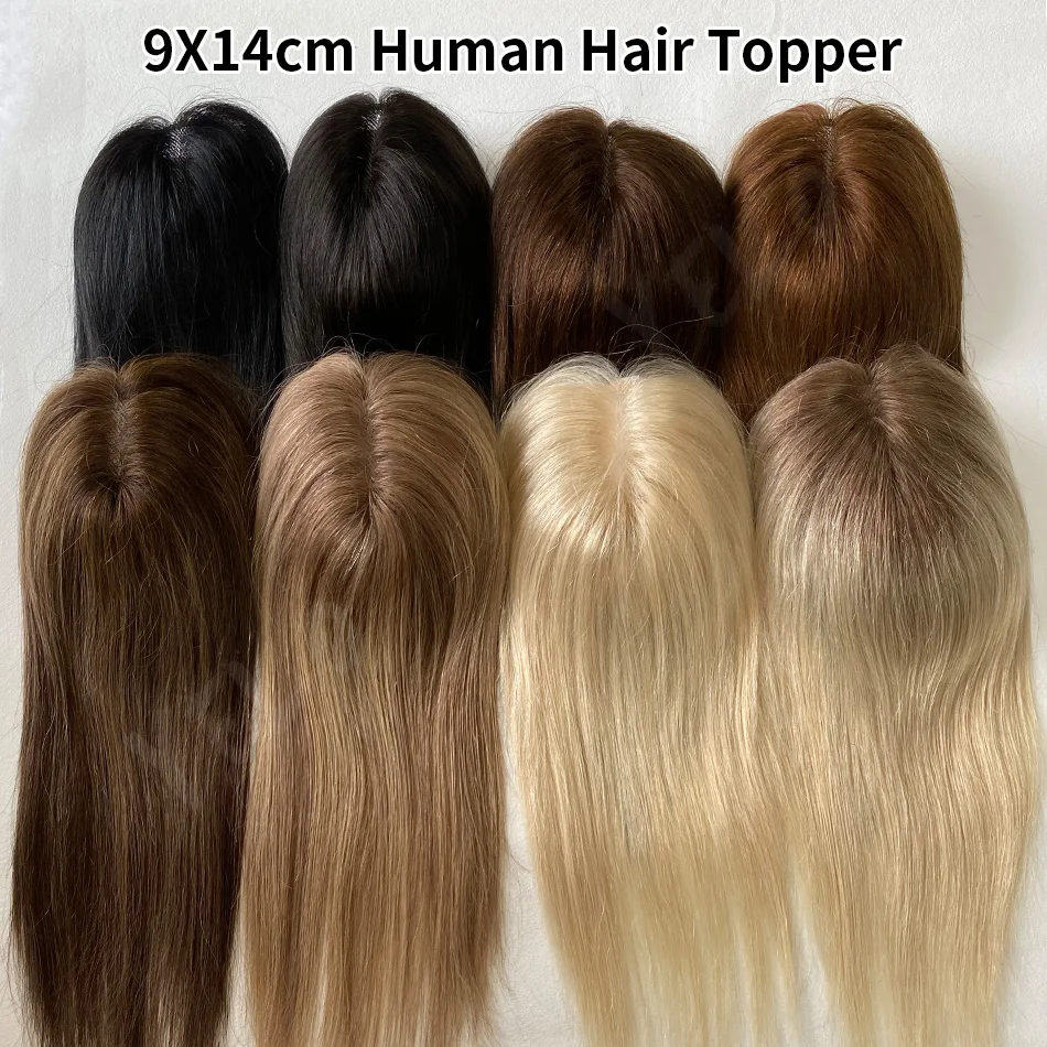 12 Inch Straight Remy Human Hair Topper 9x14 for Women Hair Loss Coverage Natural Look Hair Extension