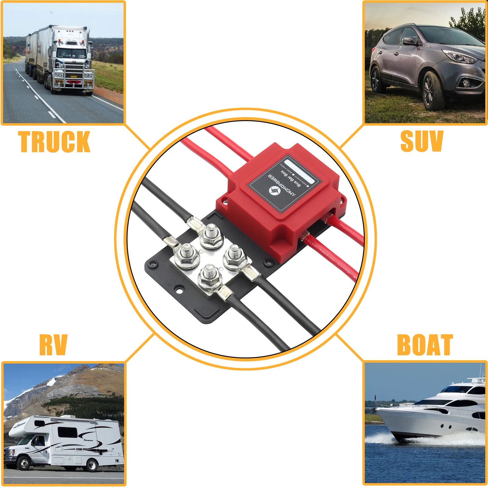 GIE.TOP 48V DC 400 Amp Bus Bar Box modulo per impieghi gravosi realizzato in rame con terminali a bottone 8X3/8 \