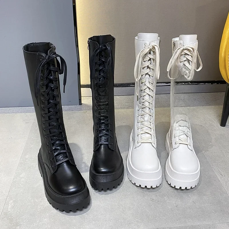 Bottes hautes Sexy en Pu pour femmes, chaussures à talons hauts, à la mode, printemps-automne, grande taille, 2020, 2021