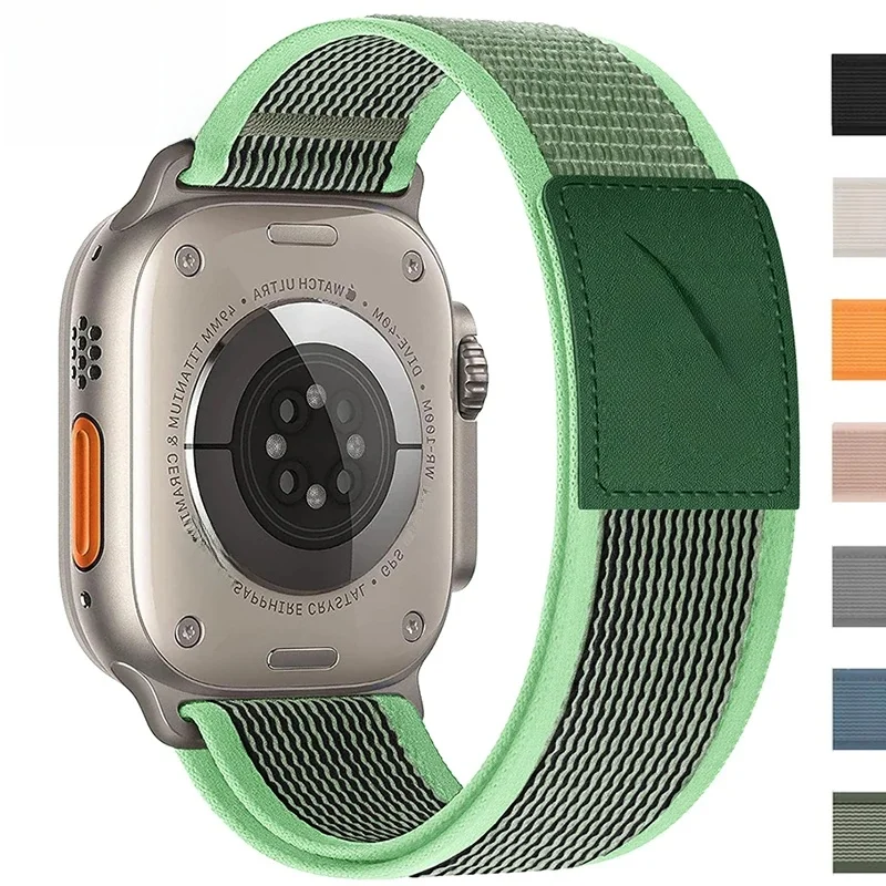 Trail Loop Armband für Apple Watch Ultra Band 49 46 45 44 42 41 40 Nylon-Armband mit Lederschnalle für Watch Serie 11 10 9 8 7 6 5 4