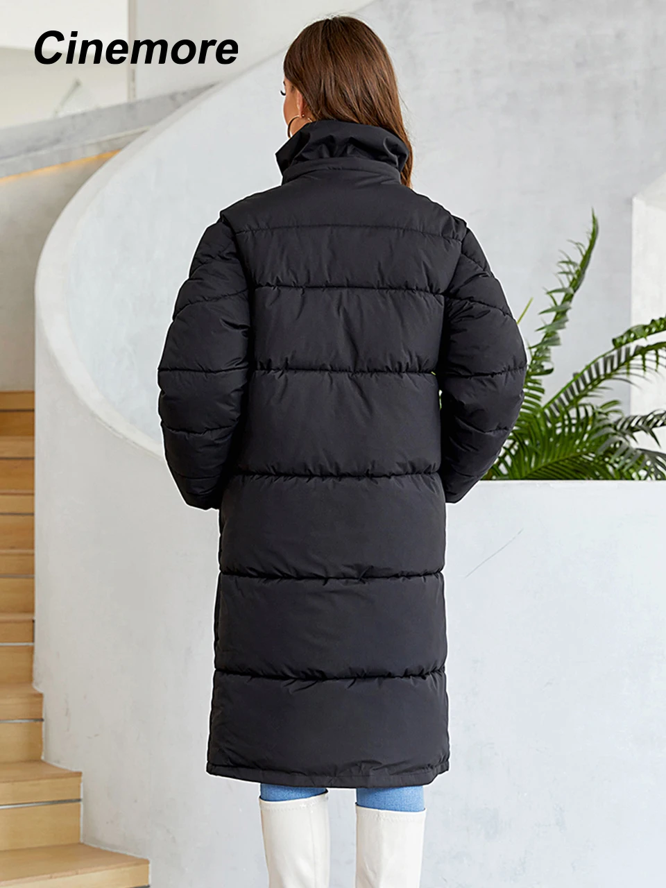 Cinemore-Doudoune longue à capuche pour femme, manteau chaud, parkas unisexes, vêtements féminins à la mode, hiver 2023