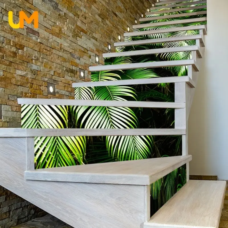 Green Plants Staircase Sticker Self-adhesive Stairway Sticker Scenery PVC Waterproof Stairs Wallpaper 3D Wall Sticke Wallpaper