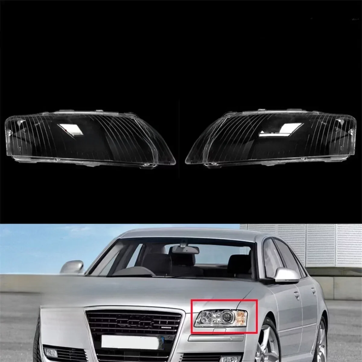 Couvercle d'objectif de phares pour Audi A8 D3 A8L 2002 2003 2004 2005 2006 2007 2008 2009, coque de lampe en verre, abat-jour Transparent