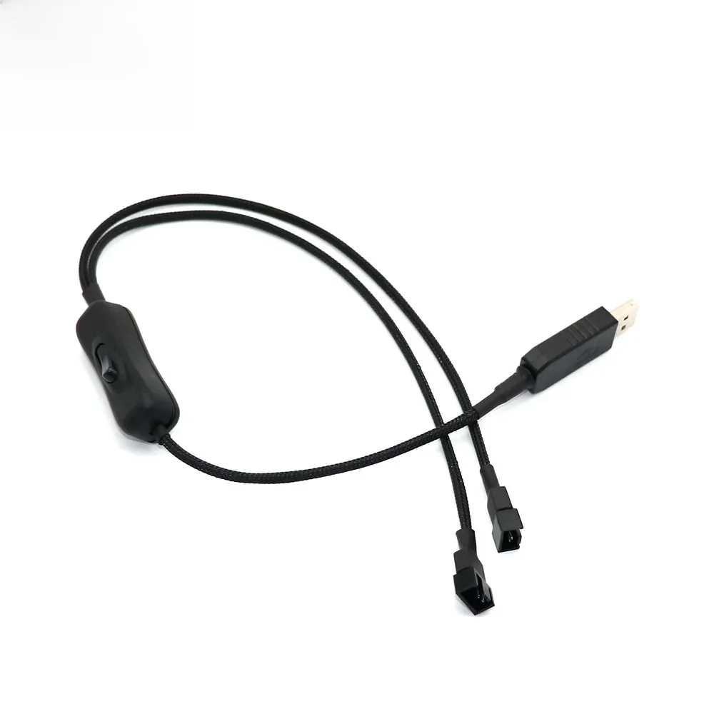 Y Splitter wentylator USB kabel Adapter prędkość 5V 12V Step-Up USB do wentylatora podwójny 3Pin 4Pin PC rękaw kabel zasilający 57 kolorów rękaw przełącznik — zdjęcie produktu 7