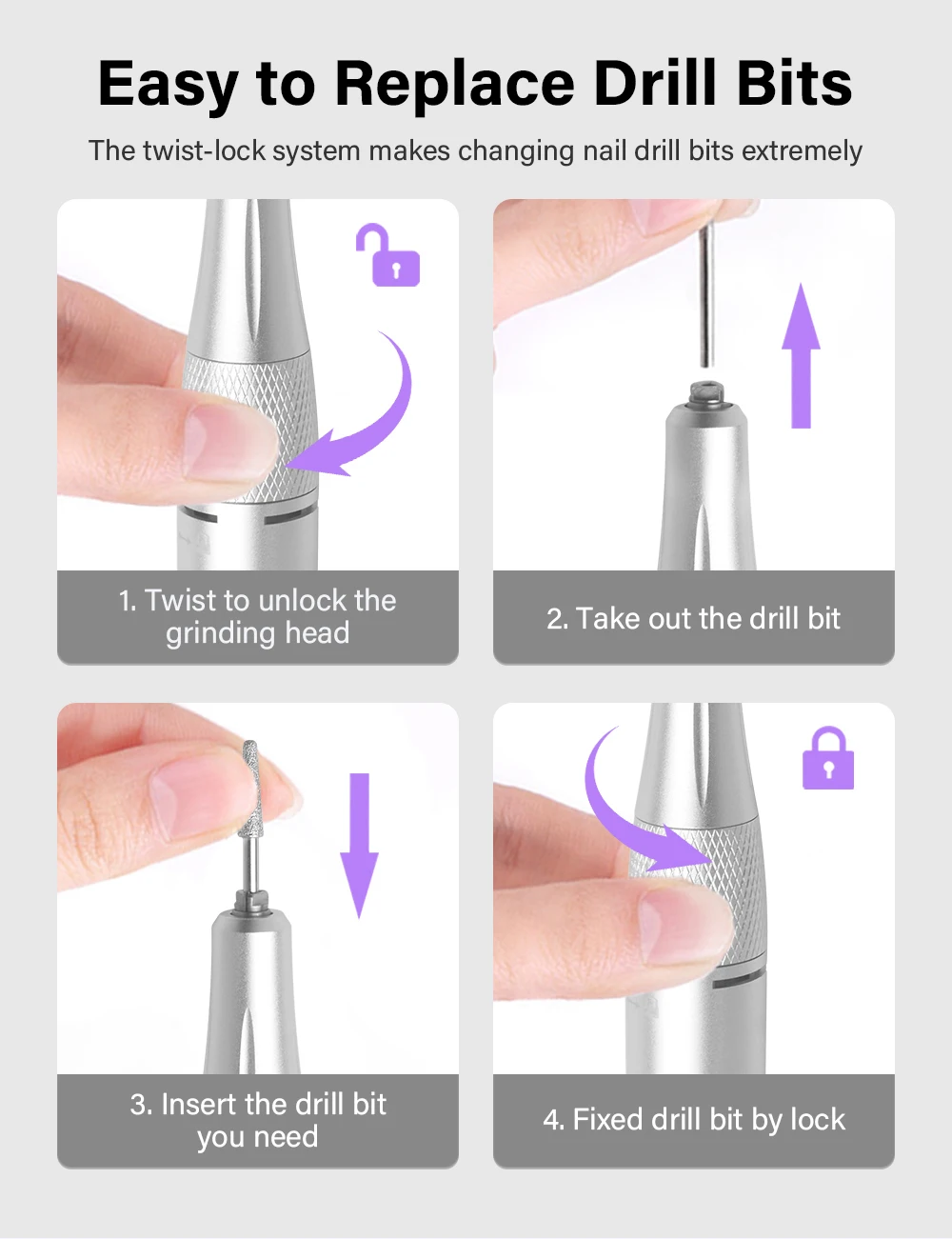 45000RPM Professional Rechargeable Nail Drill Machine for Nails Electric File HD Display Metal Manicure Pen Nail Lathe Sander
