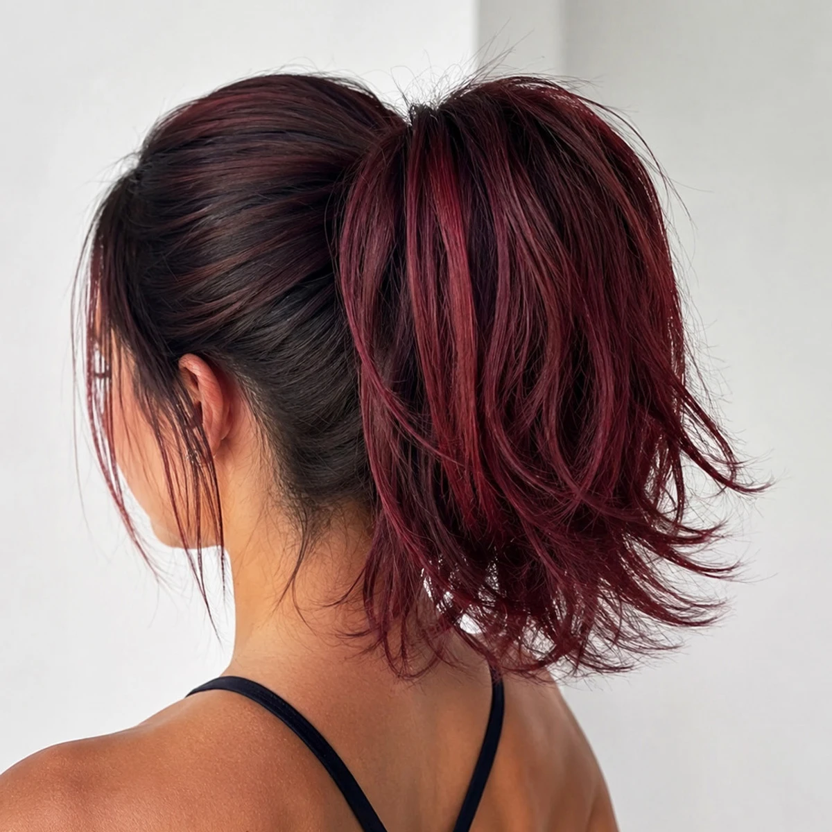 10 Inch Burgundy Claw Clip Ponytail Extension for Women Short Layered Wavy Curly Synthetic Hairpiece Fluffy Natural
