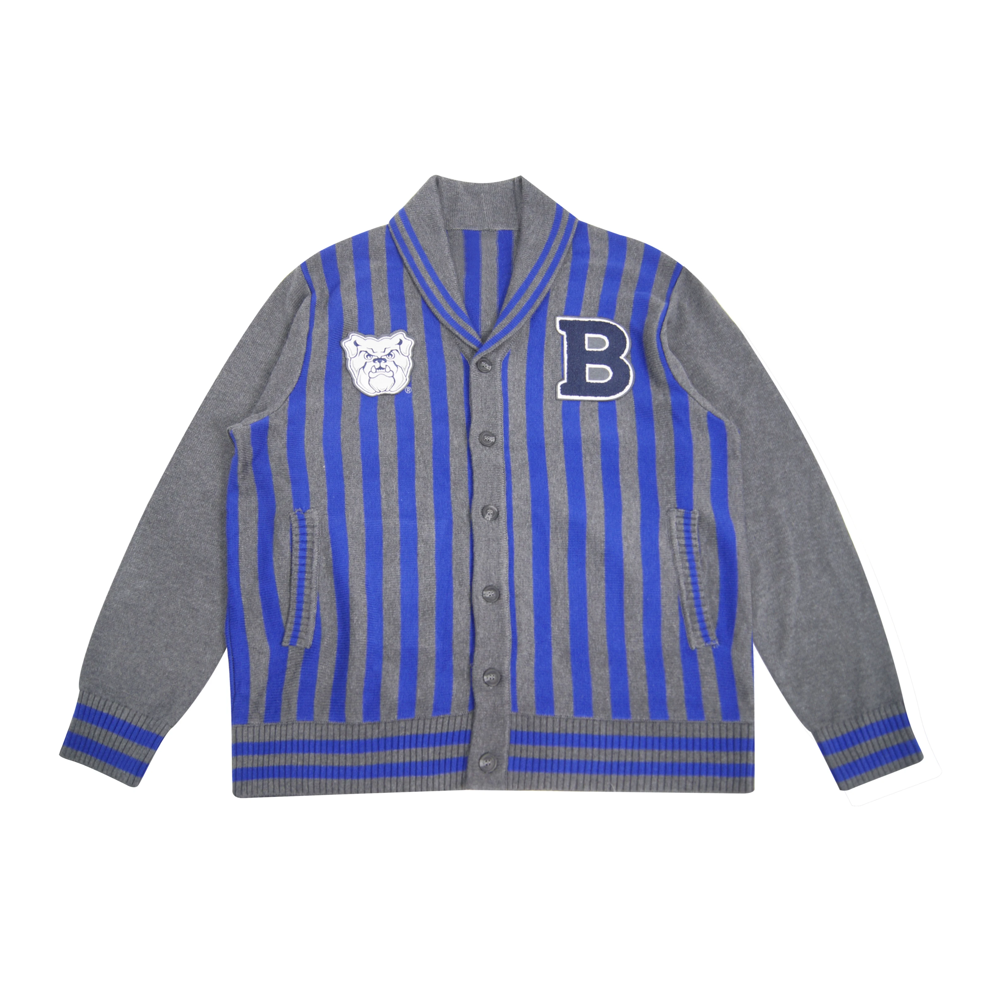 Men's  Cardigan Sweater Men's American Blue Gray Baseball Jersey Button Cardigan Sweater