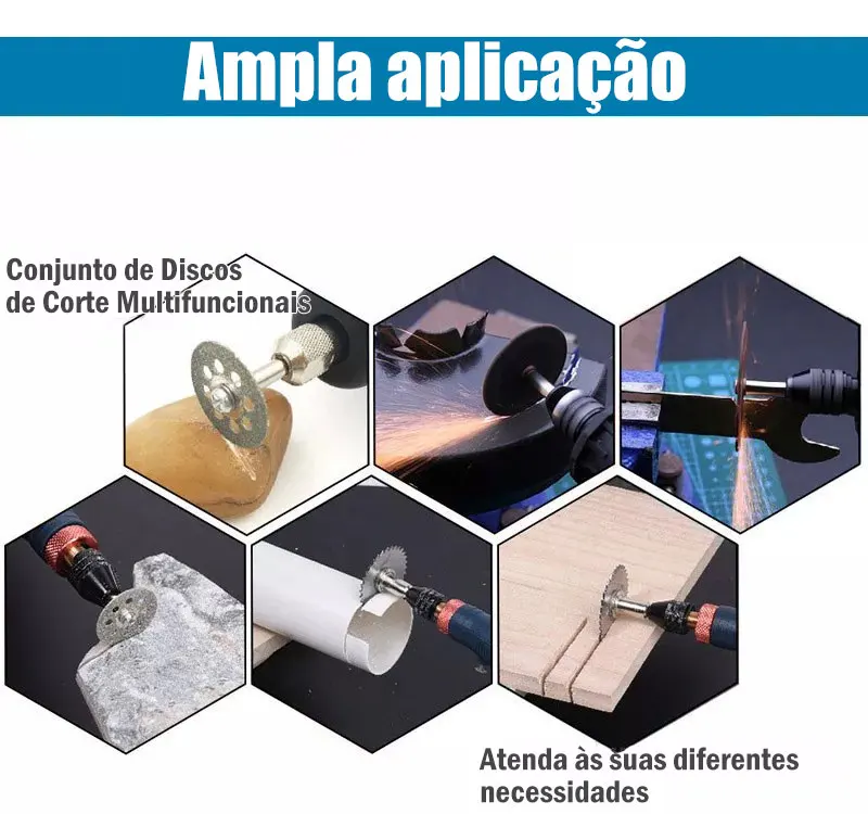 Discos de Corte Serra HSS 99 Peças c/ Broca para Metal/Madeira/Plástico/Alumínio/PVC/MDF - Micro Retífica