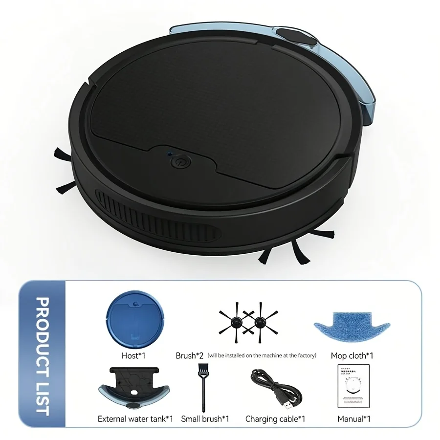 Electric Floor Appliance Smart Robot Vacuum and Mop Combo, 3000mAh Battery, APP Control, 3-in-1 Sweeping Vacuuming Mopping for H