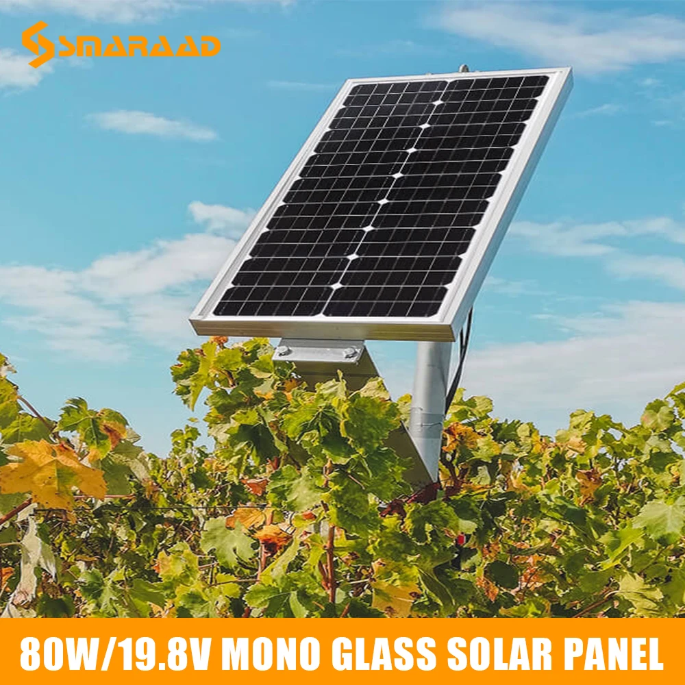 80W 19.8V Mono Glass Solar Panel IP67 waterproof Premium quality performance High efficiency Easy to install outdoor Solar panel