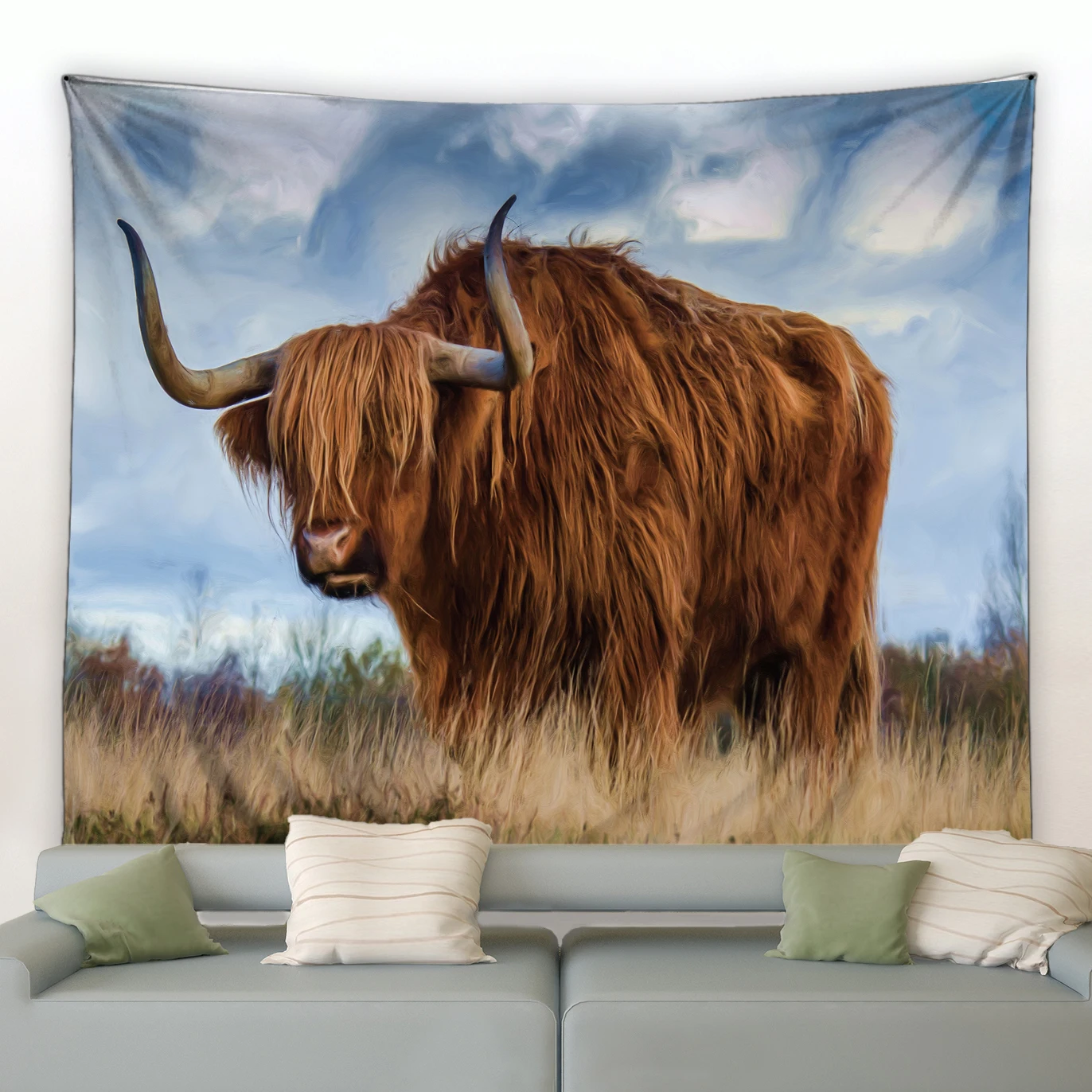 

Bohemian Highland Cow Hippie Tapestry Bedroom Living Room Decor Large Wildlife Cow Art Wall Hanging Background