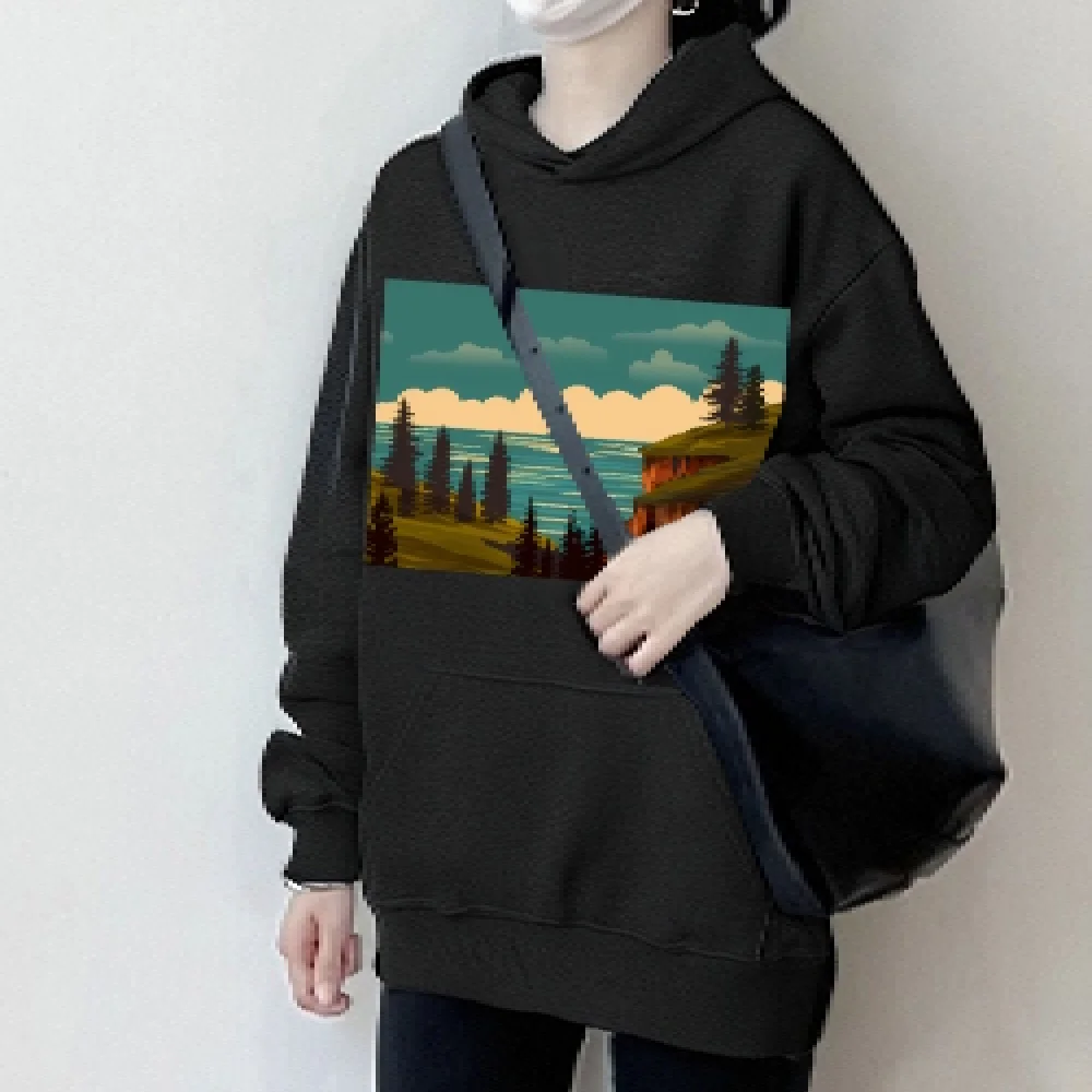 Winter Hoodies Y2K Woman Comfortable Sweatshirts Graphic Neutral Oversized Streetwear Womens Casual Loose Fit Unisex Fashion