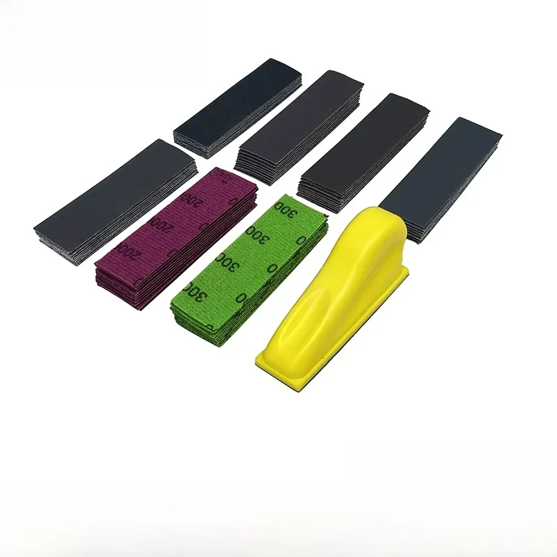 3,5-Zoll-Mini-Schleifpapier-Set mit Klettverschluss-Schleifblock, 71-teilig, sortiert, Körnung 400/600/800/1000/1500/2000/3000, zum Polieren
