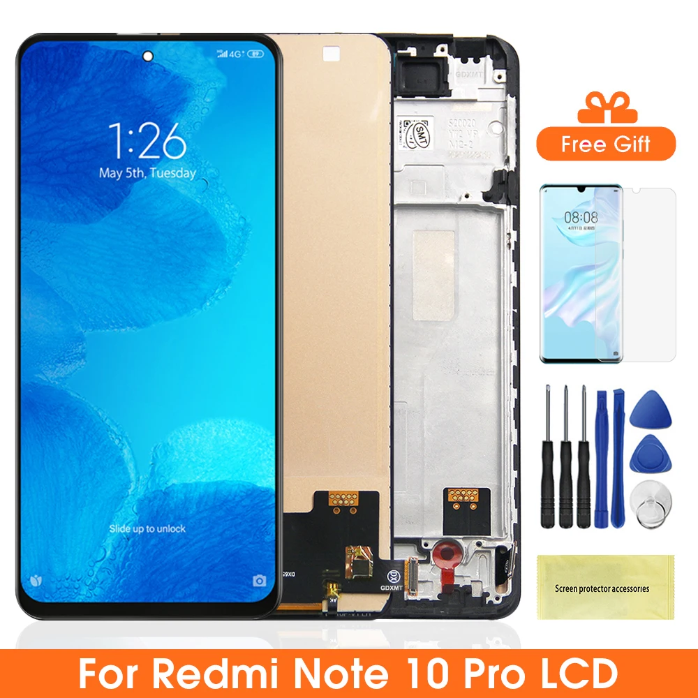 AMOLED Screen for Xiaomi Redmi Note 10 Pro M2101K6G M2101K6R LCD Display Touch Screen Digitizer Parts for Redmi Note 10 Pro