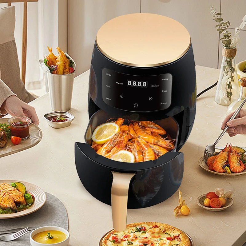 6L Smart Electric Air Fryer Large Capacity Automatic Household Multi 360°Baking LED Touchscreen Deep Fryer Without Oil