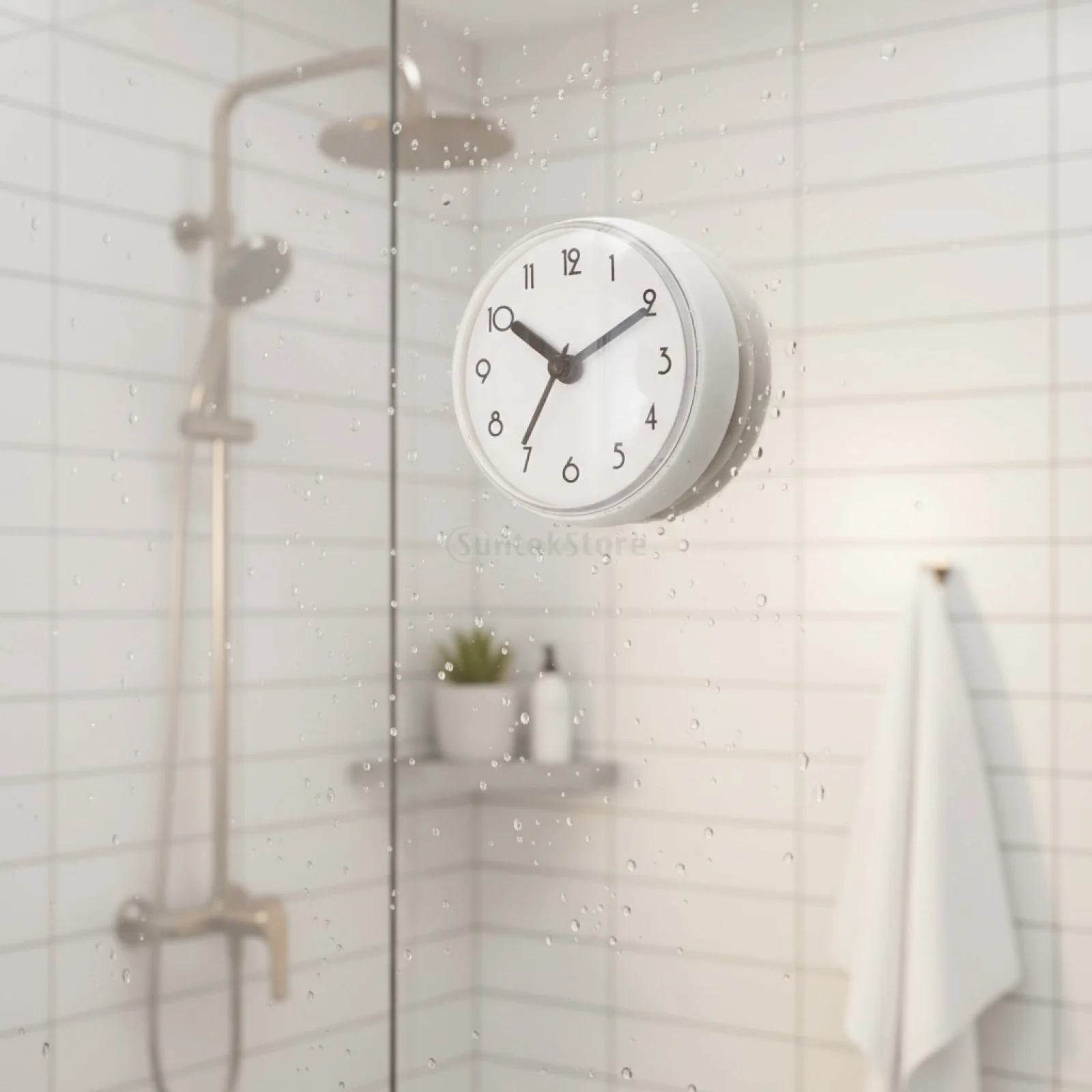 Bathroom Shower Clock with Suction Cup Waterproof for Pool Supplies Mirror Refrigerator Decorative Digital Wall Clock