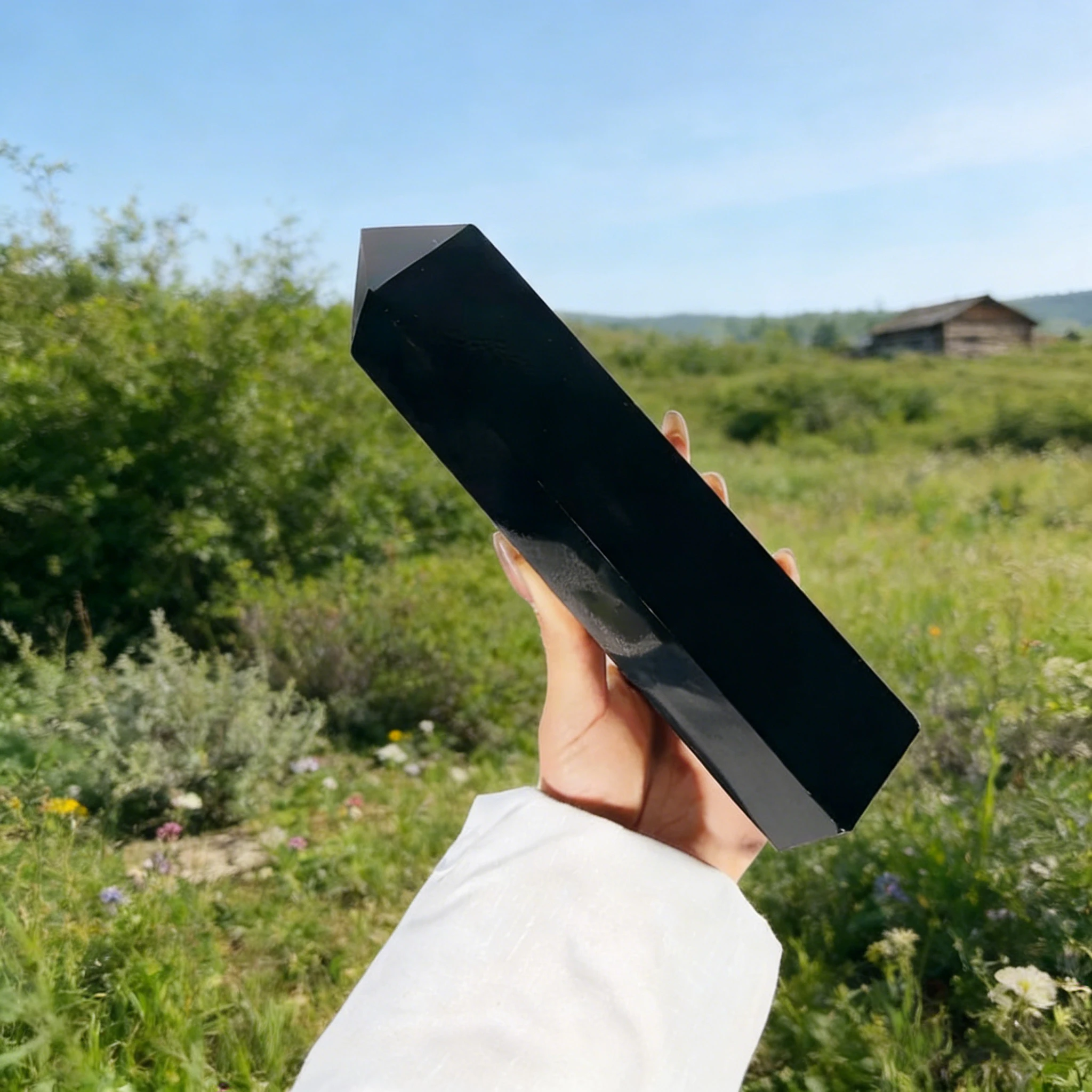 15cm Obsidian Pillars  Vitreous Luster  Absorbs Negative Energy, Wards Off Evil & Eases Anxiety  Home Feng Shui Stone