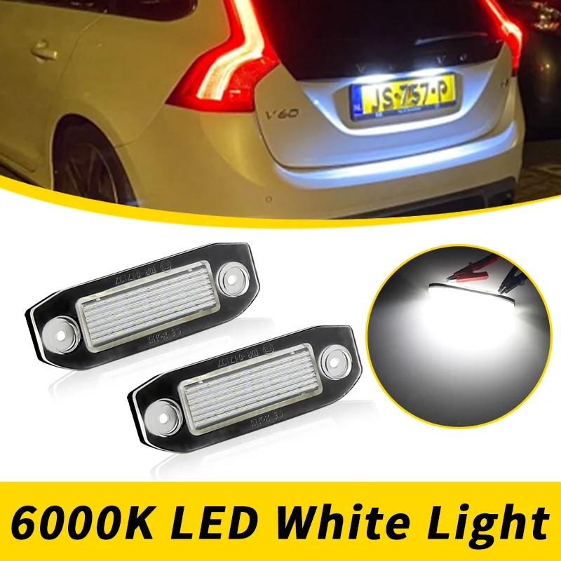 2pcs White LED light Error Free Number License Plate Lights for Volvo S80 XC90 S40 V60 XC60 S60 C70 V50 XC70 V70 LED Tag Lights