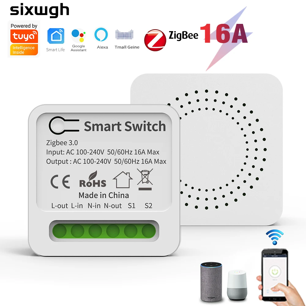 SIXWGH MINI Zigbee Switch Relay DIY Smart Home Electronic Socket Refit  Equipment Tuya Smart life Timer Control Work With Al