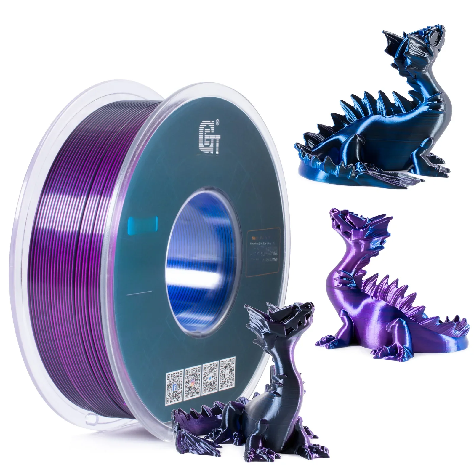 Geeetech Dreifarbiges Seiden-PLA-Filament, 3D-Filament 1,75 mm 1KG Spule (+/-0,03mm) Vakuumverpackung, Spezialfarbe