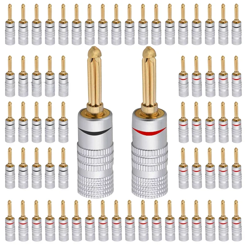 10 szt./5 par 4MM 24K pozłacane wtyki bananowe złącze bananowe z śruba blokująca do gniazdo Audio wtyczek głośnikowych — zdjęcie 2