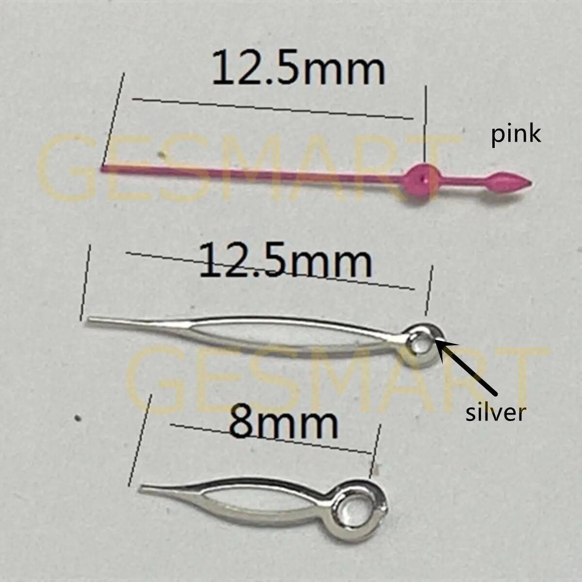 Silver Trim Pink Second Hand Watch Hands for Miyota Movements