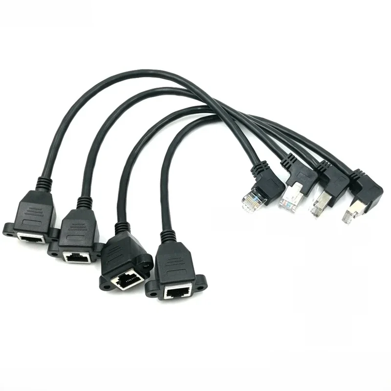 Kolanko Gigabit Ethernet 90 °   Kabel sieciowy RJ45 męski na żeński przedłużacz z otworem na śrubę do szerokopasmowego routera komputerowego CAT6 30 cm — zdjęcie produktu 6