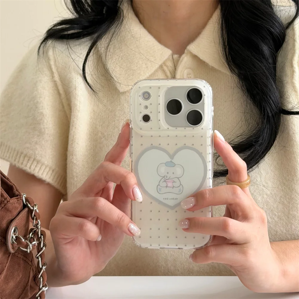 Nowe, kreatywne, urocze etui ochronne z miękką powłoką w kształcie gwiazdy i słonia, odpowiednie dla iPhone'a 17/13/14/15/16 Promax, pełne pokrycie, modne.