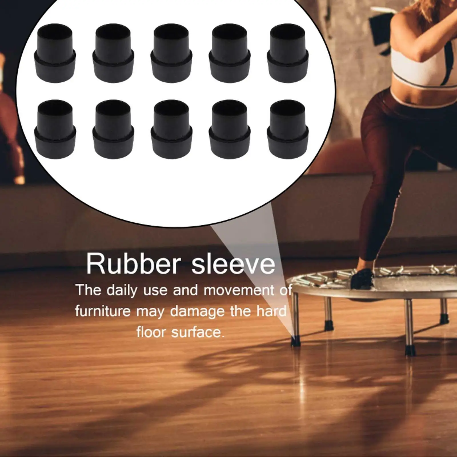 

Trampoline Leg Pads Black Mute Rubber Easy Installation Anti Slip Floor Mat Replacement Jumping Bed Pipe Covers Floor Protection