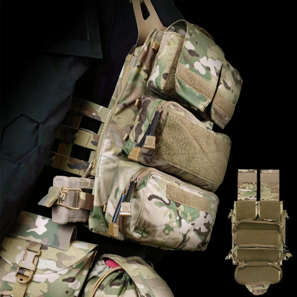 2PCS Tactical Airsoft Molle Plate Vest Detachable Chest Rigs Multifunctional Zip-on Back Pack Panel For Daily Shooting Hunting
