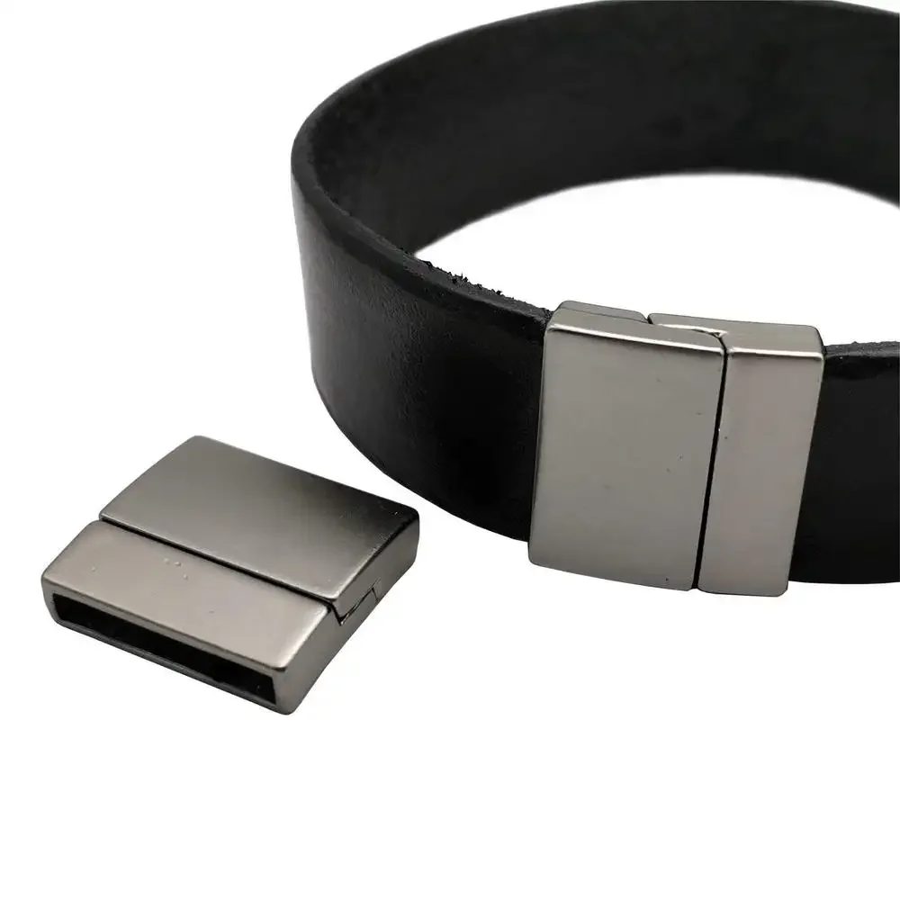 Aaazee Matowe Czarne 20mm Płaskie Zapięcia Magnetyczne z Otworem 20mmx3mm do Wyrobu Bransoletek - Do Wklejania w Skórze — zdjęcie 2