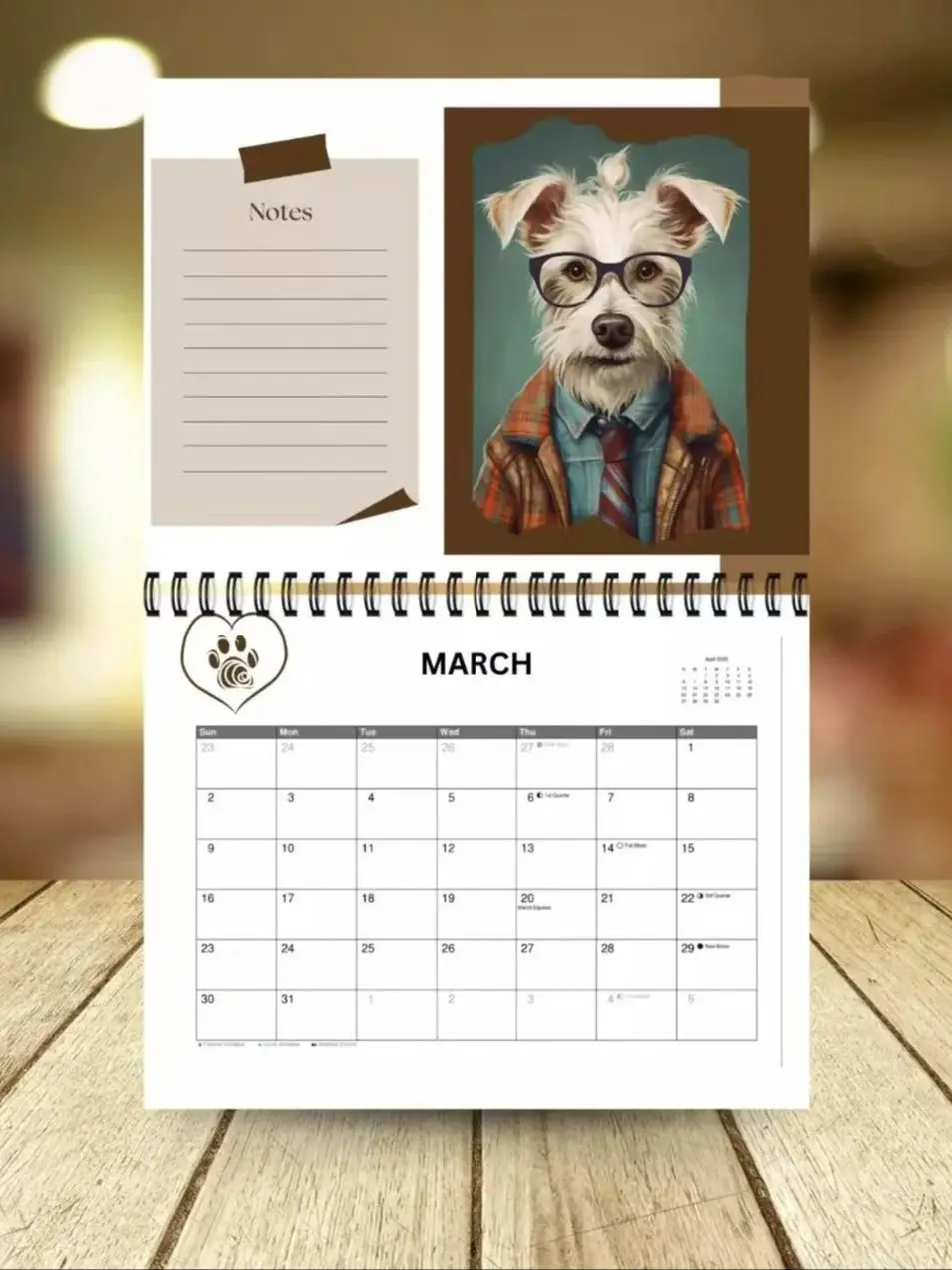 2025 English Desk Calendar Creative Calendar Cute Dog Stationery Office 12 Month Spiral Calendar For Dog Lovers Wall Calendar