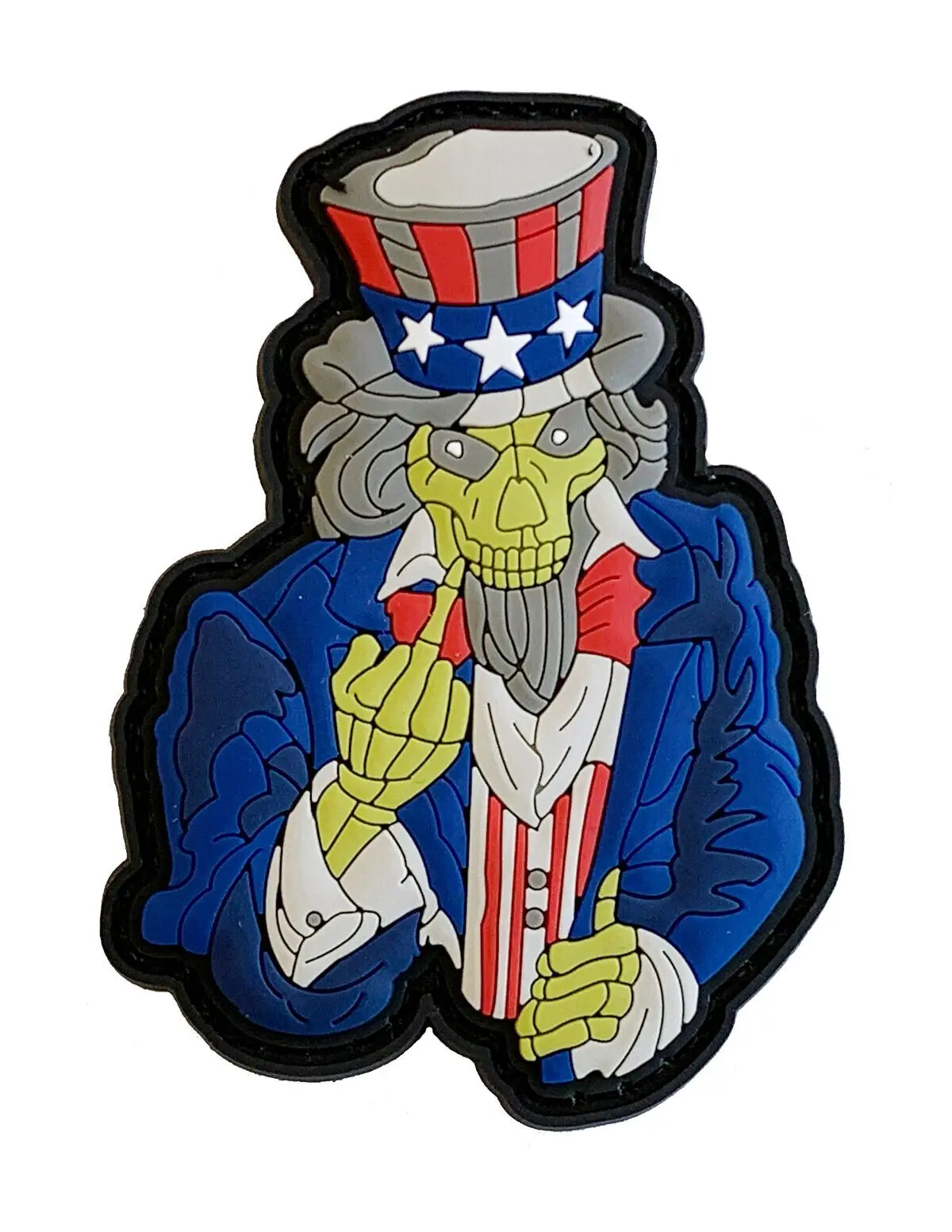 Low MOQ Custom 3D PVC Patches Logo Personalized Design Uncle Sam Middle Finger Tactical Patch 3D-PVC Rubber