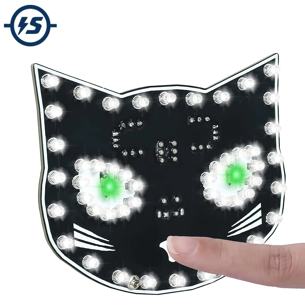 

DIY Soldering Learning Kit Touch Control Cat LED Light Electronic Practice for Adults Beginners STEM Education Creative Present