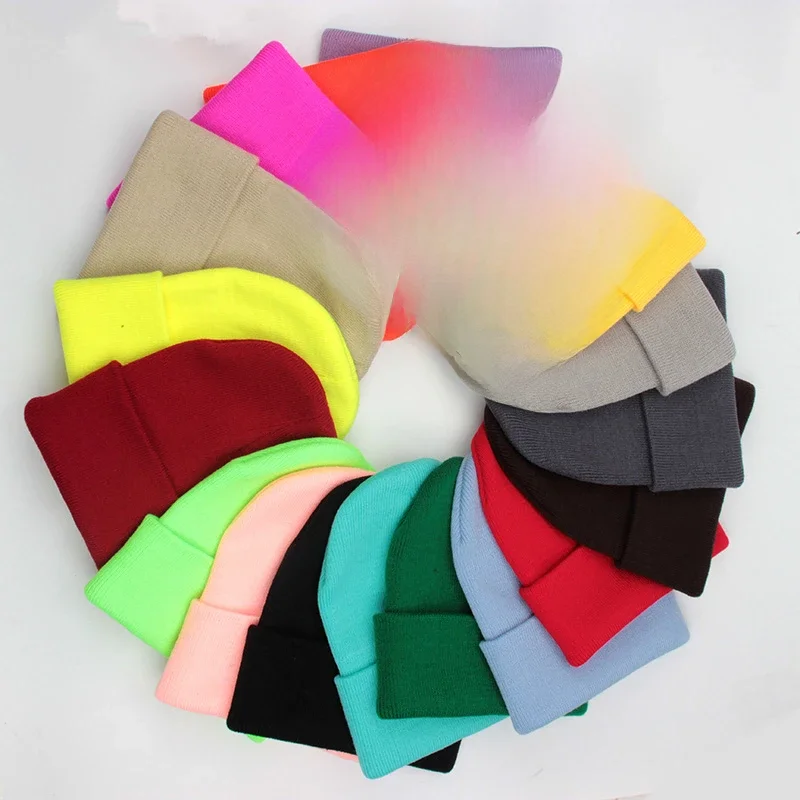 Solidna czapka unisex Jesień Zima Mieszanki wełny Miękka ciepła czapka z dzianiny Mężczyźni Kobiety Czapki z daszkiem Gorro Czapki narciarskie 24 kolory Czapki — zdjęcie 2