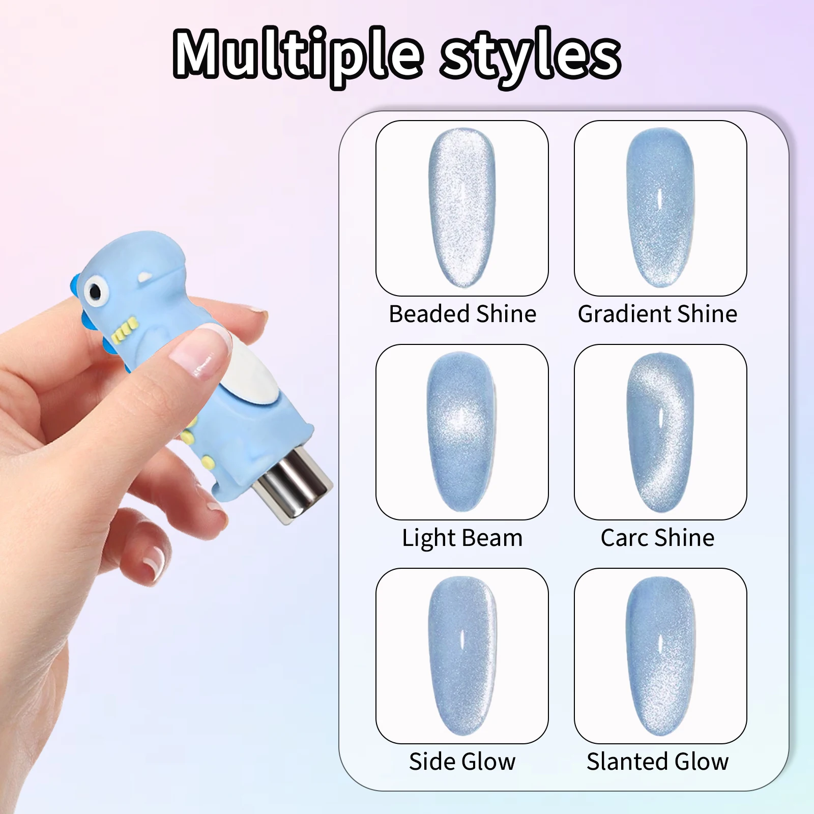 ไดโนเสาร์เล็บแม่เหล็กเครื่องมือ Double-Ended ปากกาแม่เหล็กสําหรับ 3D Cat Eye จิตรกรรมเล็บและเล็บฝรั่งเศส UV Magnetic Stick เล็บ