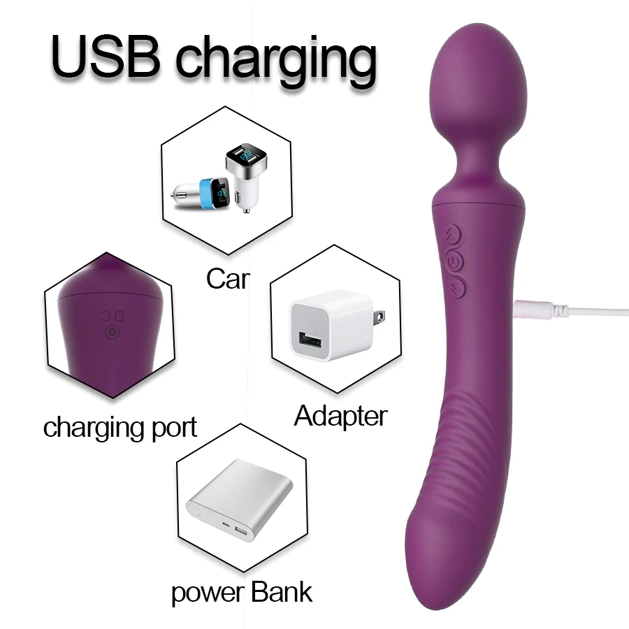 FLXUR Powerful Dildos Vibrator Dual Motor Wand G-Spot AV Massager Sex Toy For Woman Clitoris Stimulator For Adults Masturbator