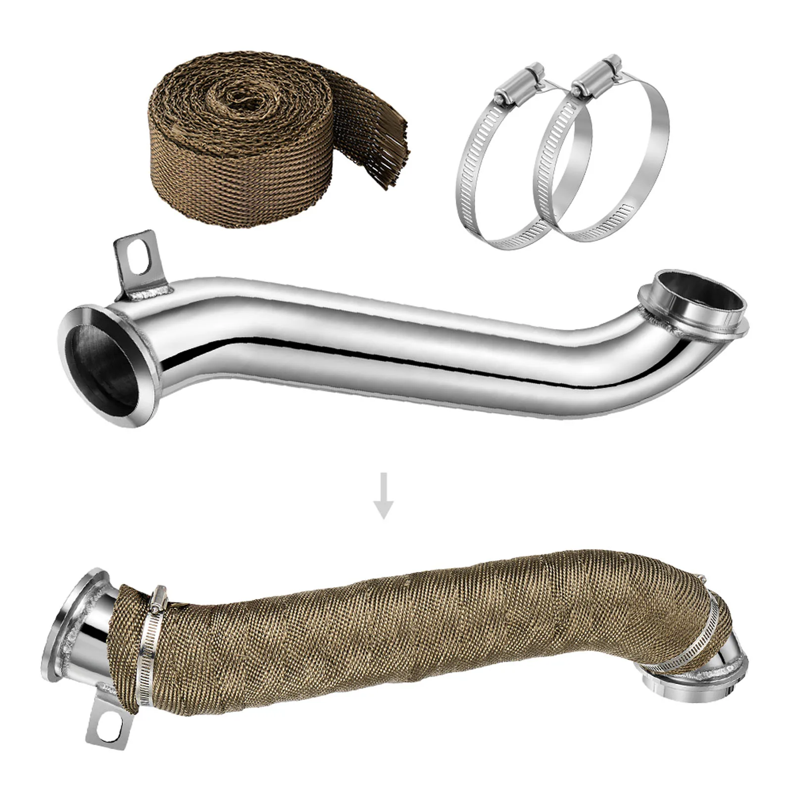3 Inch Downpipe Exhaust For 2004.5-2010 Chevy/GMC 6.6L Duramax LLY/LBZ/LMM Diesel