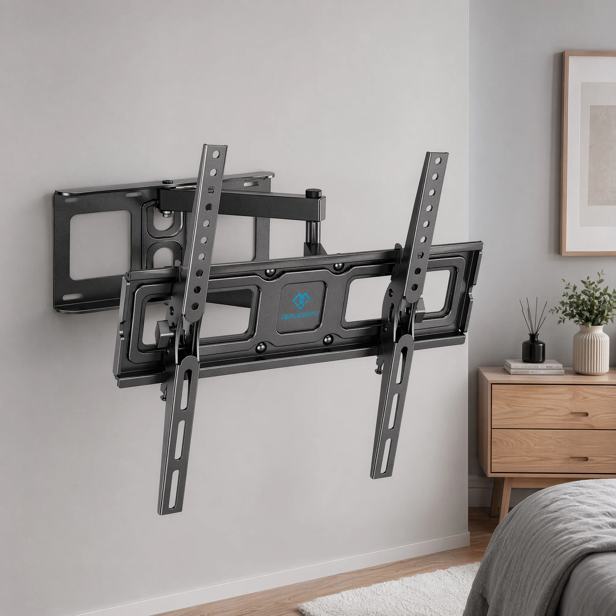 Support mural pour téléviseur, support TV pivotant et inclinable pour téléviseurs plats et incurvés de 23 à 55 pouces ou moniteurs jusqu'à 40 kg, support mural pour télévision Max. VESA 400x400mm