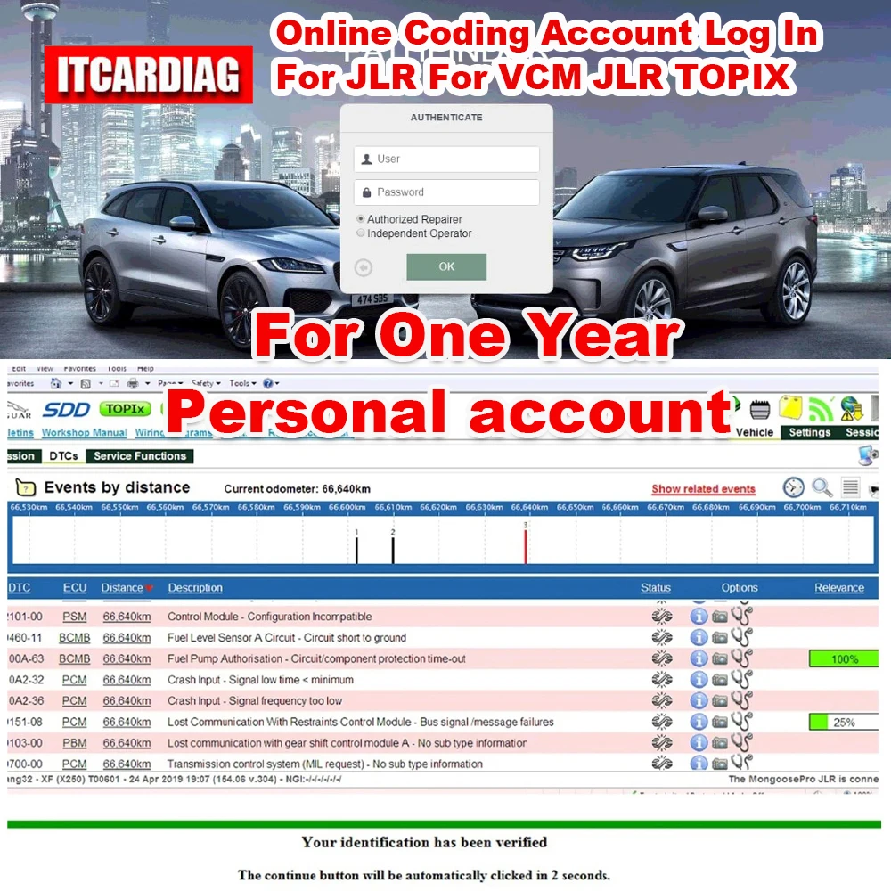 One Year Online Coding Programming Account Service Log In For JLR For VCM JLR TOPIX Repair Original Online Personal Account