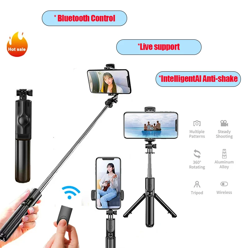 Selfie Stick S30 Bluetooth Wireless Selfie Stick Mini Portable Tripod Plastic Alloy Cellphone Holder for Iphone Samsung Huawei ﻿