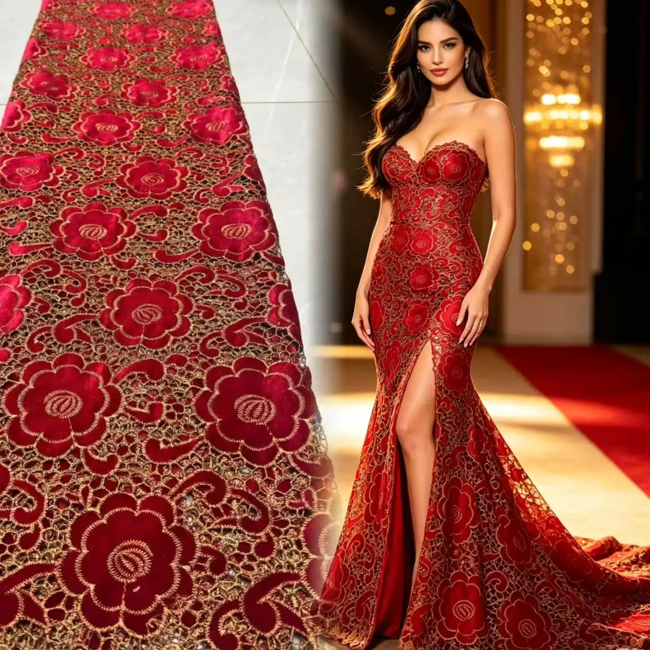 Luxury African Velvet Lace Fabric Nigerian Lace Fabric 2026 High Quality Luxurious Wedding Dress For Women Dresses AT2286A-1