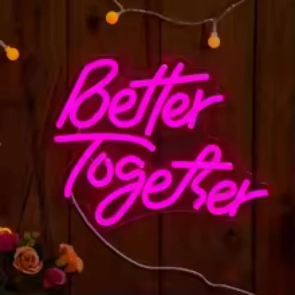 

Неоновая вывеска Better Together, светодиодная неоновая вывеска, питание от USB, для домашнего декора стен, неоновый теплый белый арт-деко, для праздничных вечеринок, родов