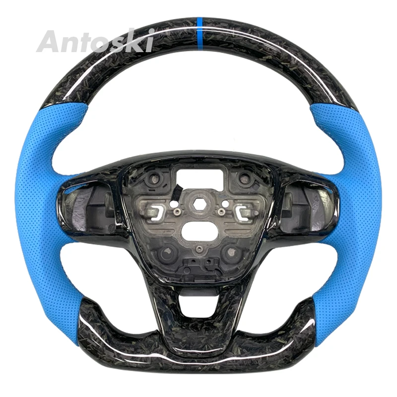 

Ford Focus MK4 ST RS 2018 2019 2020, синий кожаный кованый руль из углеродного волокна, универсальная модификация рулевого колеса