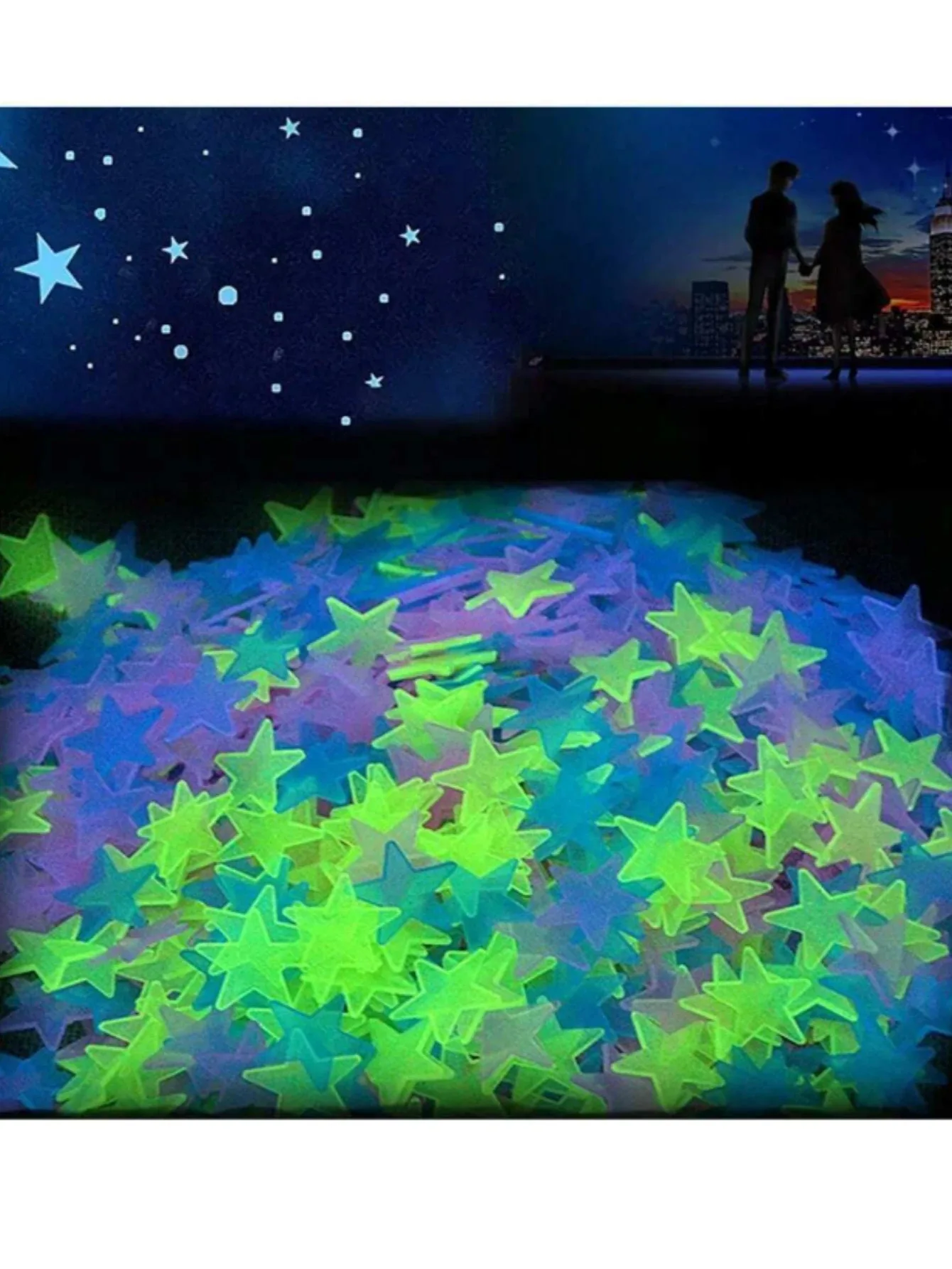 100 Assorted Color Glow in the Dark Stars | DIY Magical Galaxy Decor for Bedrooms & Any Living Space