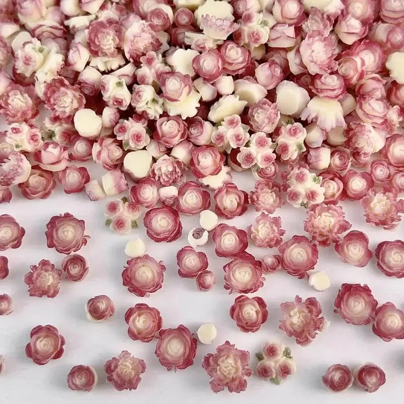 Décorations pour ongles camélia double couleur, résine 3D, boule de fleurs Shoes, bourgeons de roses, breloques pour ongles, accessoires de bricolage, N64.Ornements