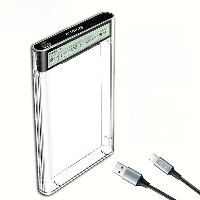 Obudowa USB3.2 na dysk twardy 2,5 cala Obudowa zewnętrznego dysku twardego SSD z wyświetlaczem Przezroczysta przenośna pamięć masowa do laptopa PC — zdjęcie produktu 7