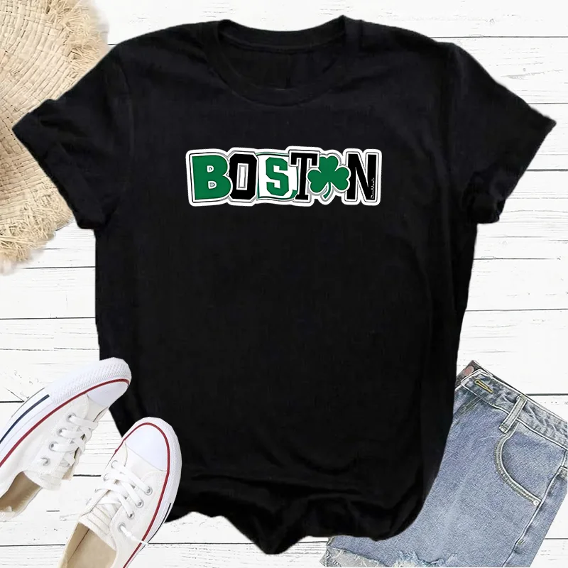 Najstarsza i najbardziej kulturalna moda letnia damska koszulka sportowa Boston ameryka Harajuku odzież graficzna Top damski